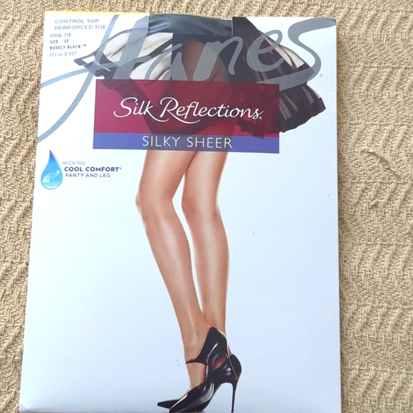 1 Pack Panty Hose Stockings Silky Sheer Control Top Wicking Size EFBarely Black - Picture 2 of 6